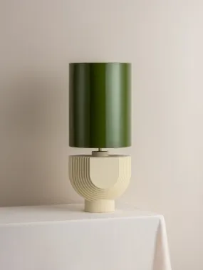 Editions concrete lamp with   green lacquer shade