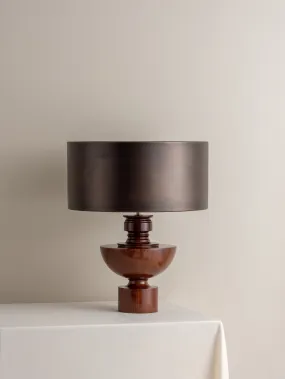 Editions spun wood lamp with   bronze shade