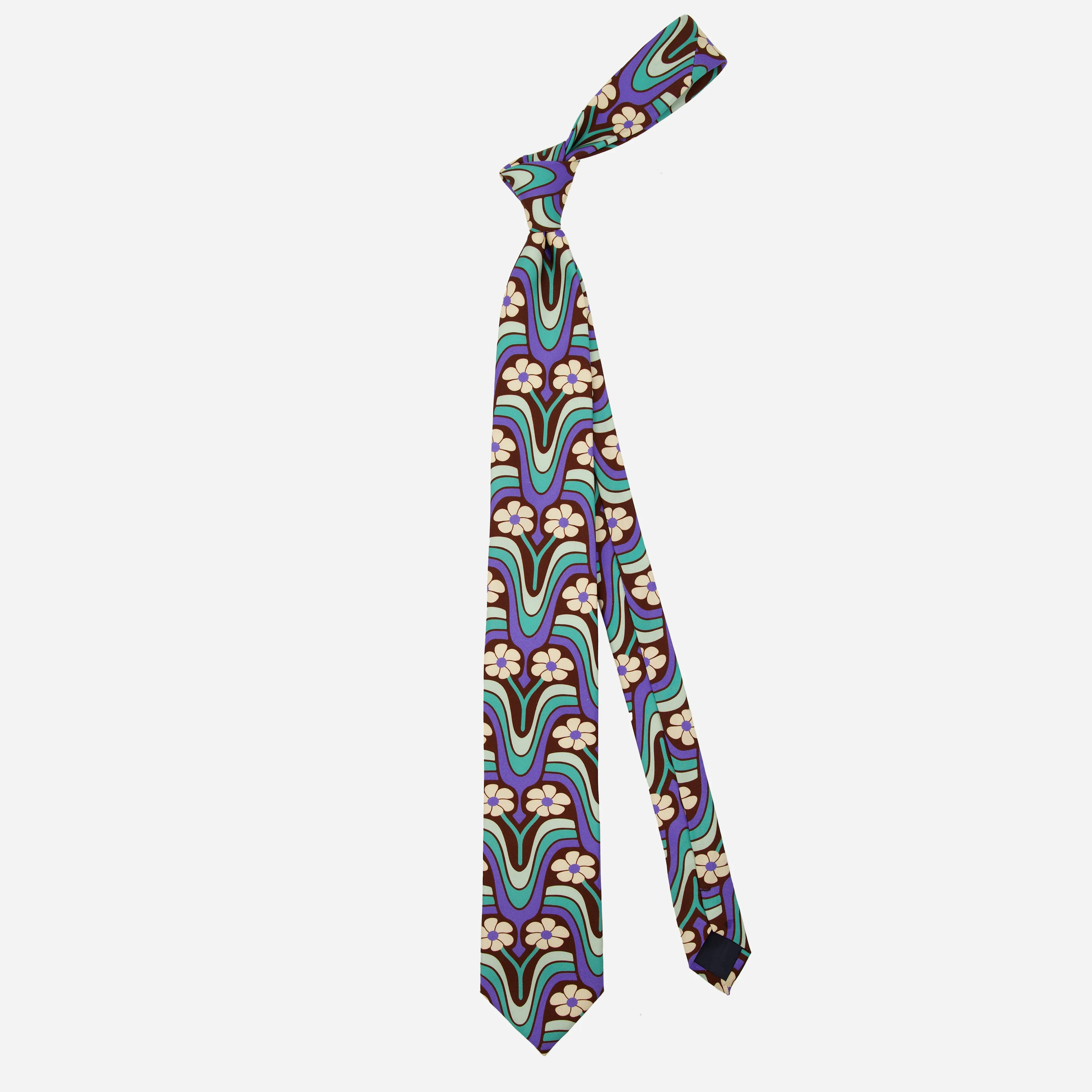 Elizabeth Olwen x Tie Bar Daisy Up Floral Purple Tie