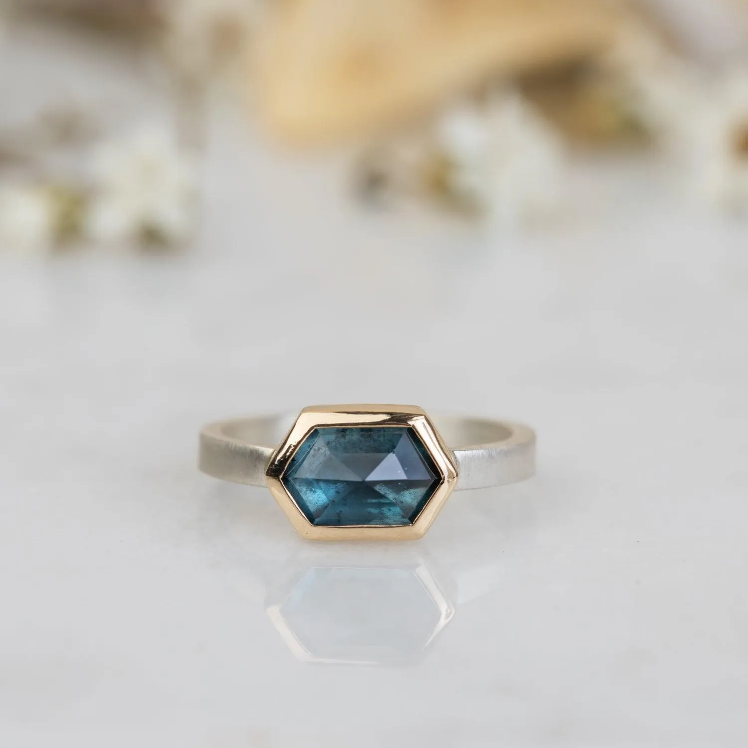 Ella - London Blue Hexagon Ring