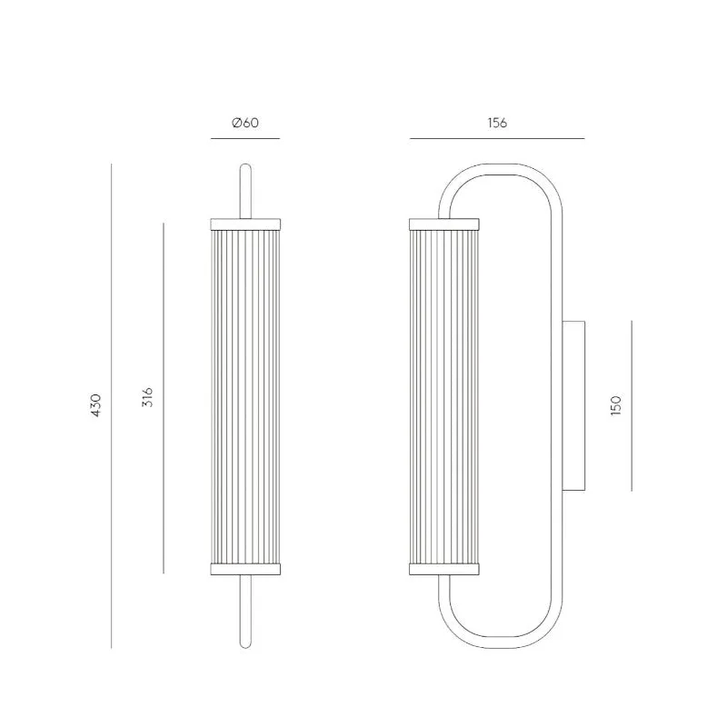 Elongated Fluted Glass Wall Light