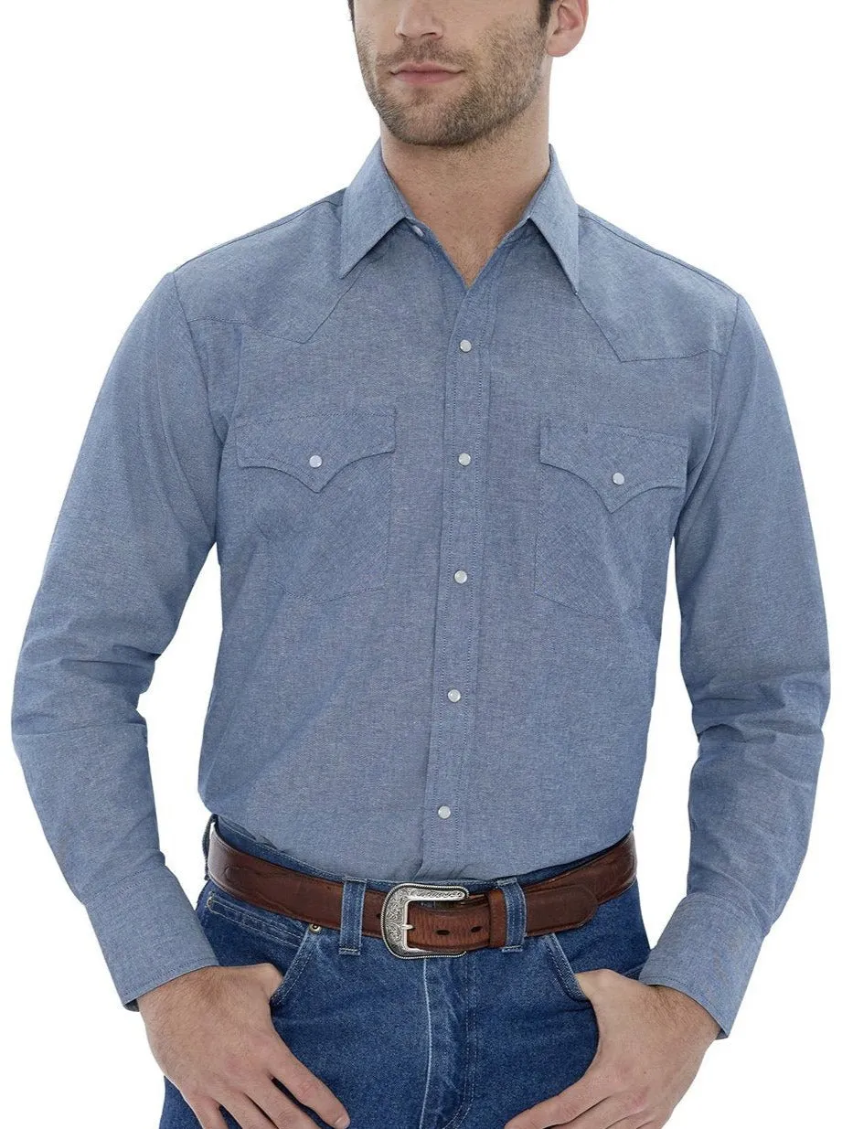 Ely Cattleman Men's Long Sleeve Chambray Western Snap Shirt