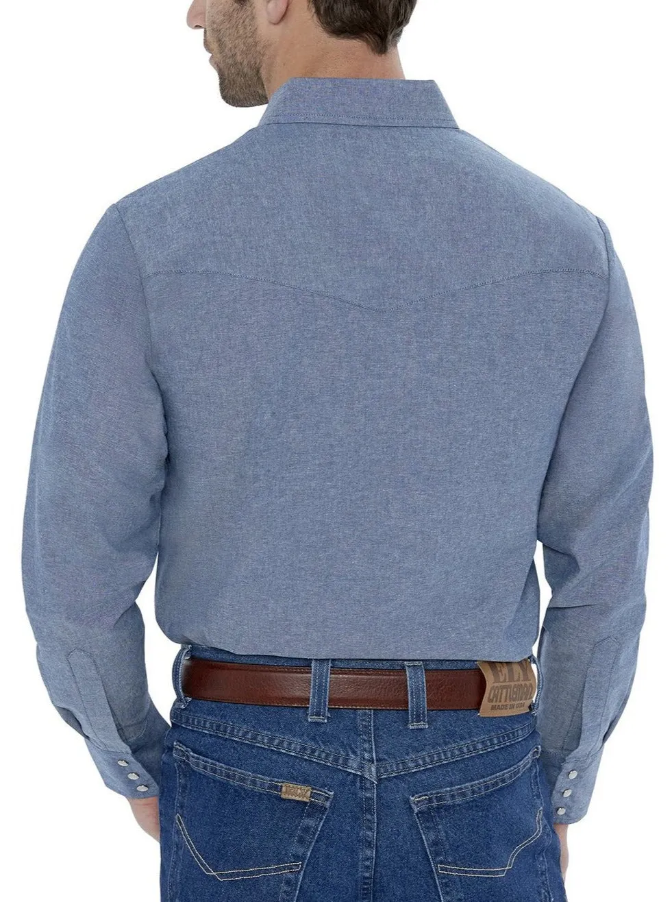 Ely Cattleman Men's Long Sleeve Chambray Western Snap Shirt