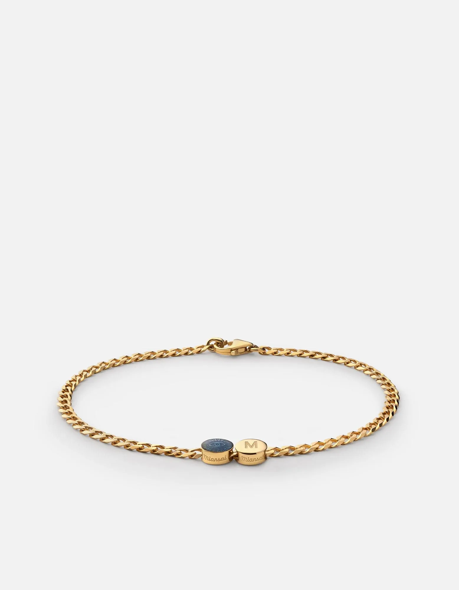 Eye of Time Type Chain Bracelet, Gold Vermeil/Blue