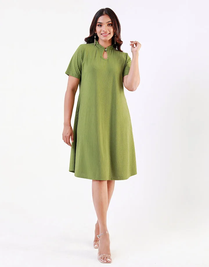 High Neck Dress with Front Keyhole