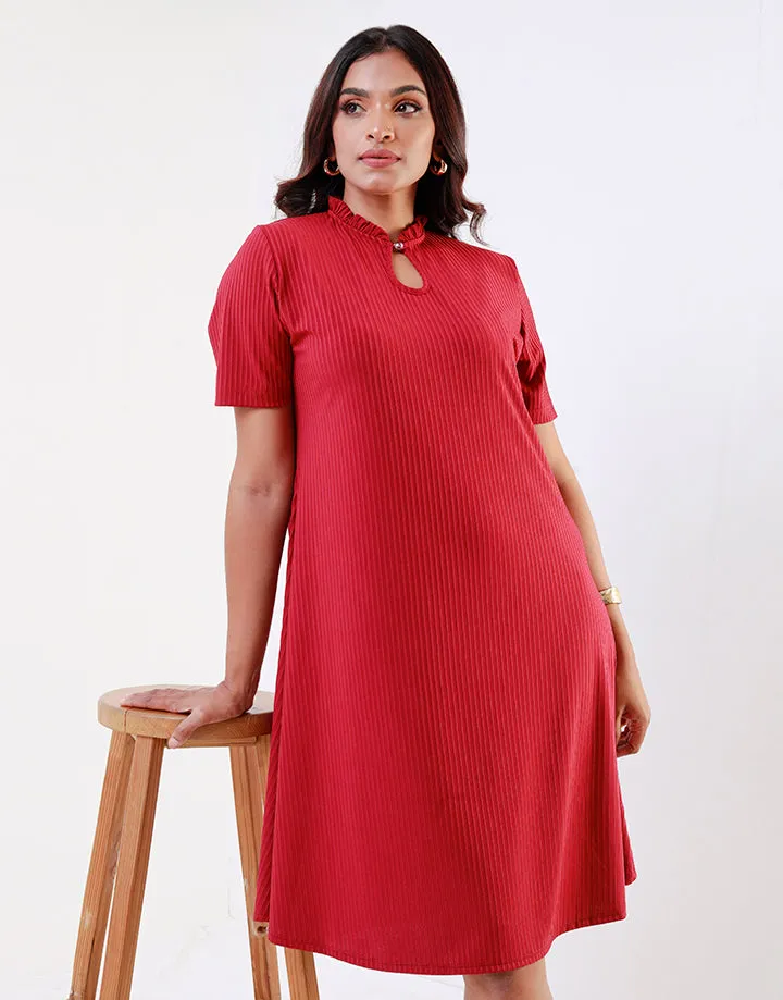 High Neck Dress with Front Keyhole