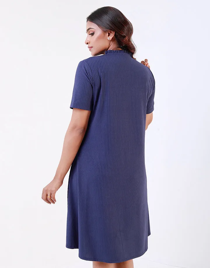 High Neck Dress with Front Keyhole