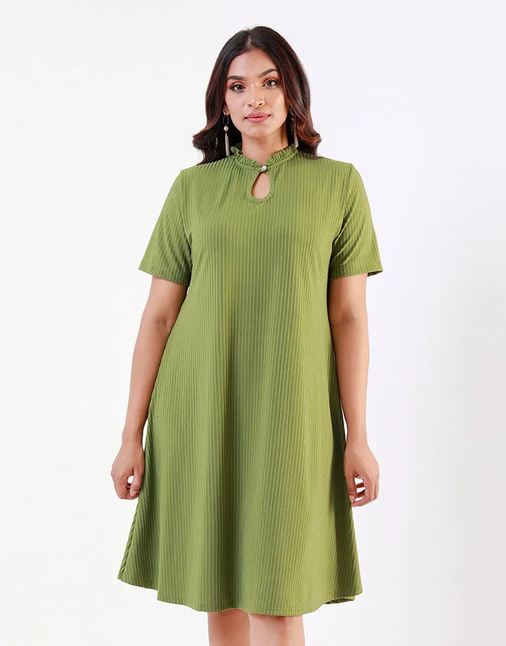 High Neck Dress with Front Keyhole