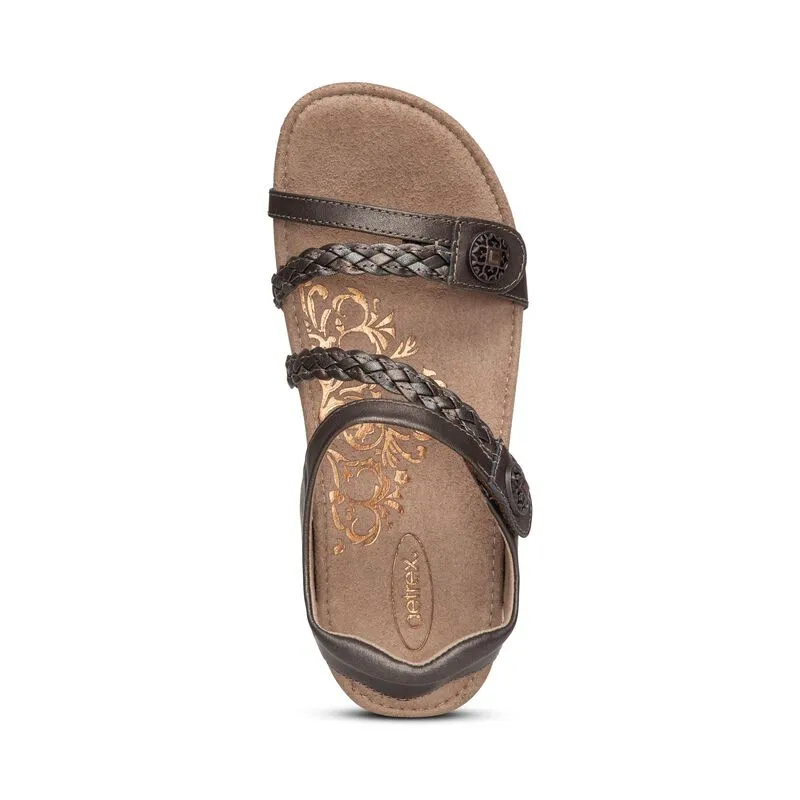 Jillian Braided Quarter Strap Sandal in Bronze