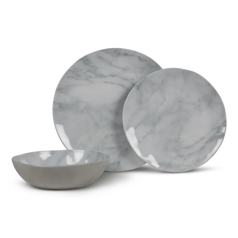 Kampa Marble 12 Piece Melamine Dinner Set