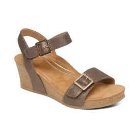 Lexa Cork Quarter Strap Wedge in Bronze