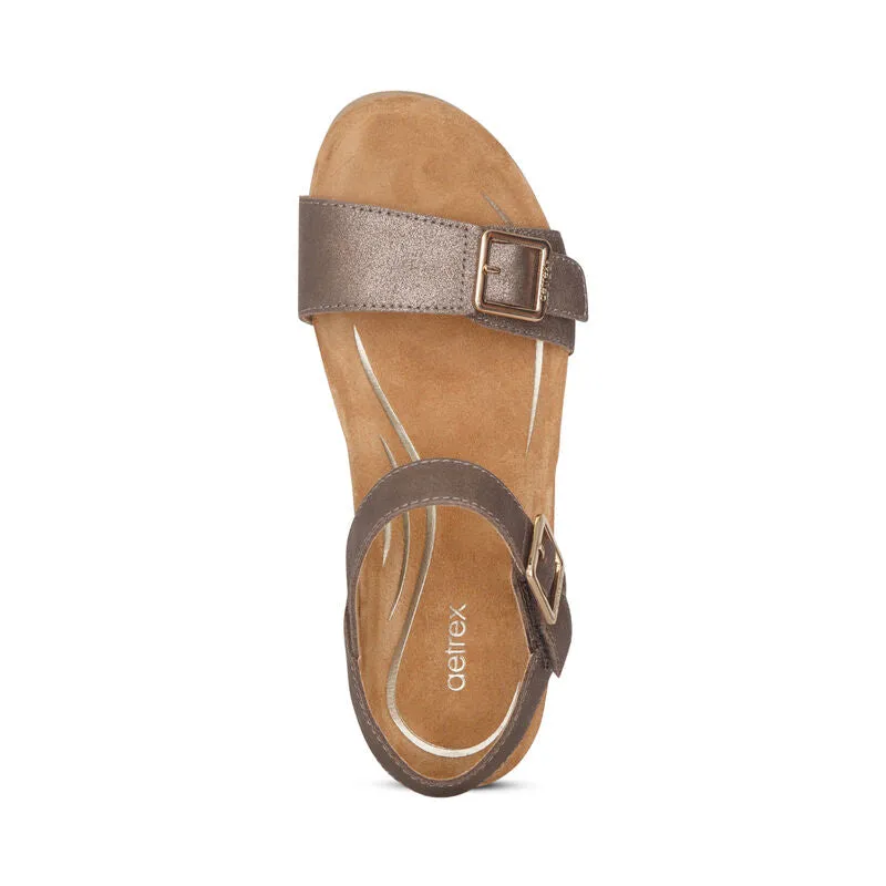 Lexa Cork Quarter Strap Wedge in Bronze