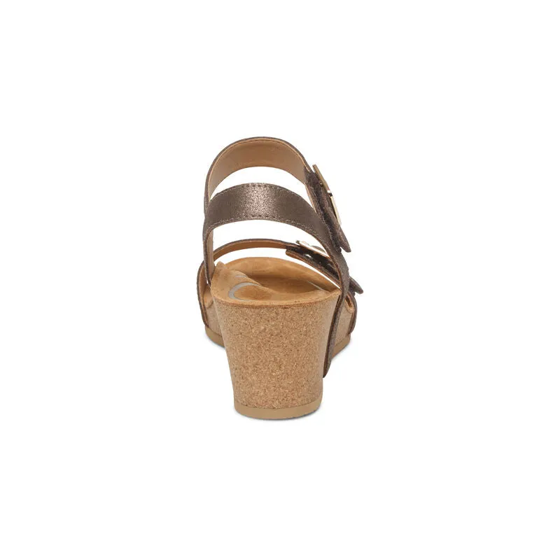 Lexa Cork Quarter Strap Wedge in Bronze