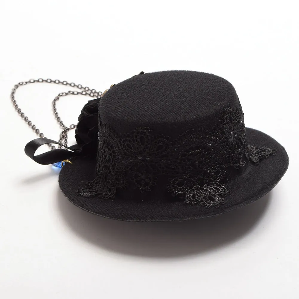 Mini Top Hat Floral Lace Hair Clip