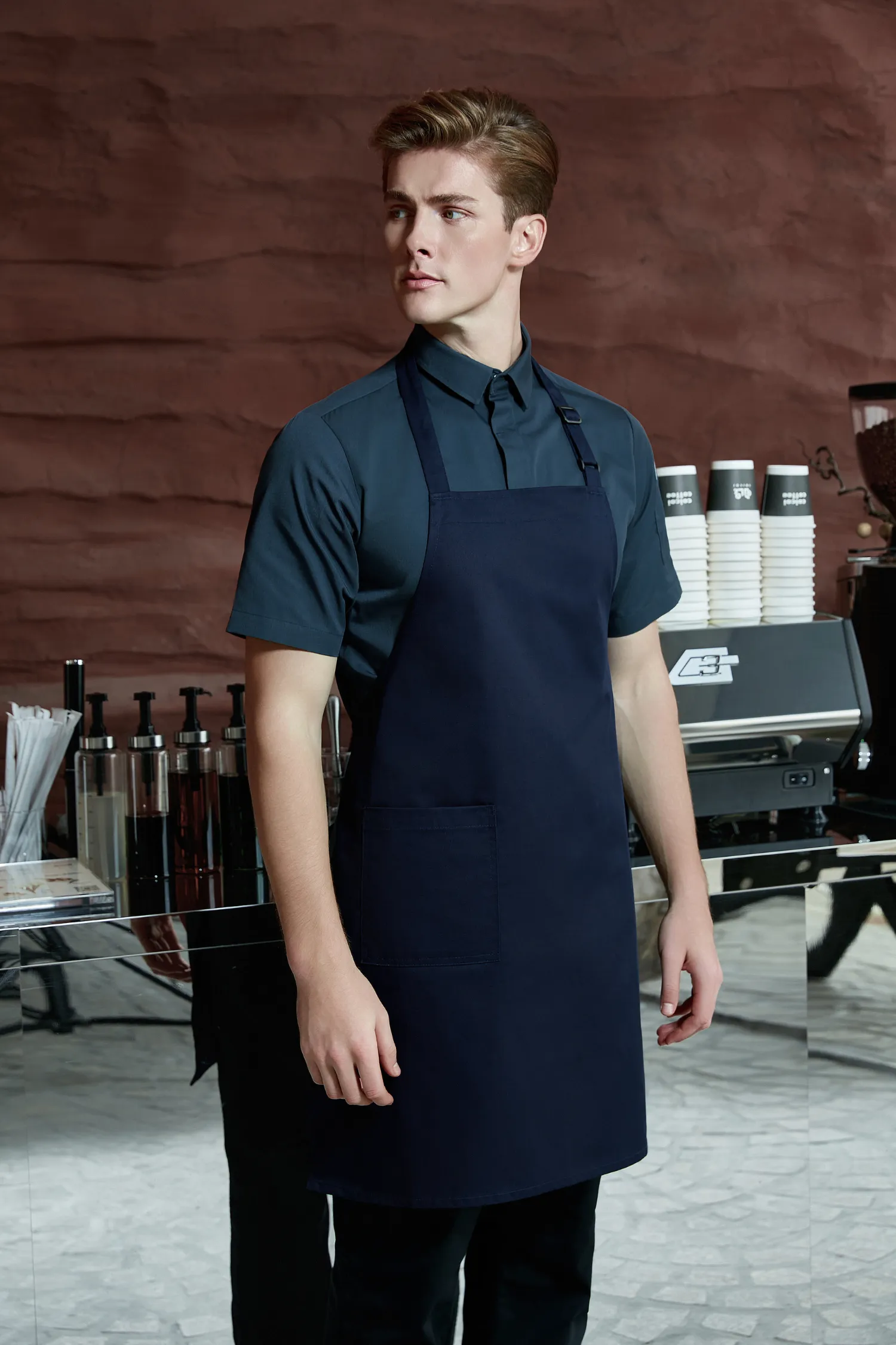 Navy Blue Bib Apron