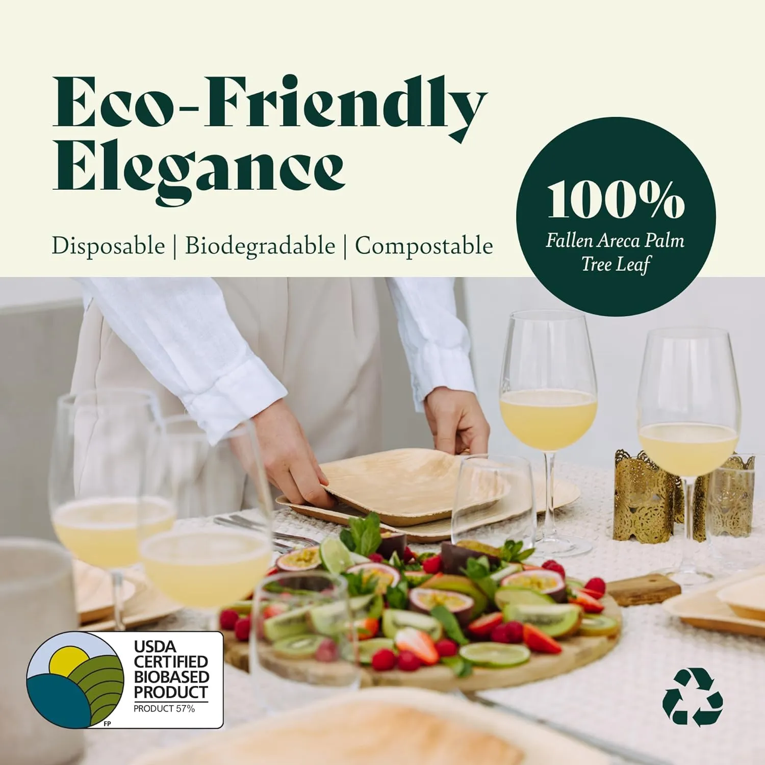 Palm Leaf Disposable Plates - Compostable & Biodegradable