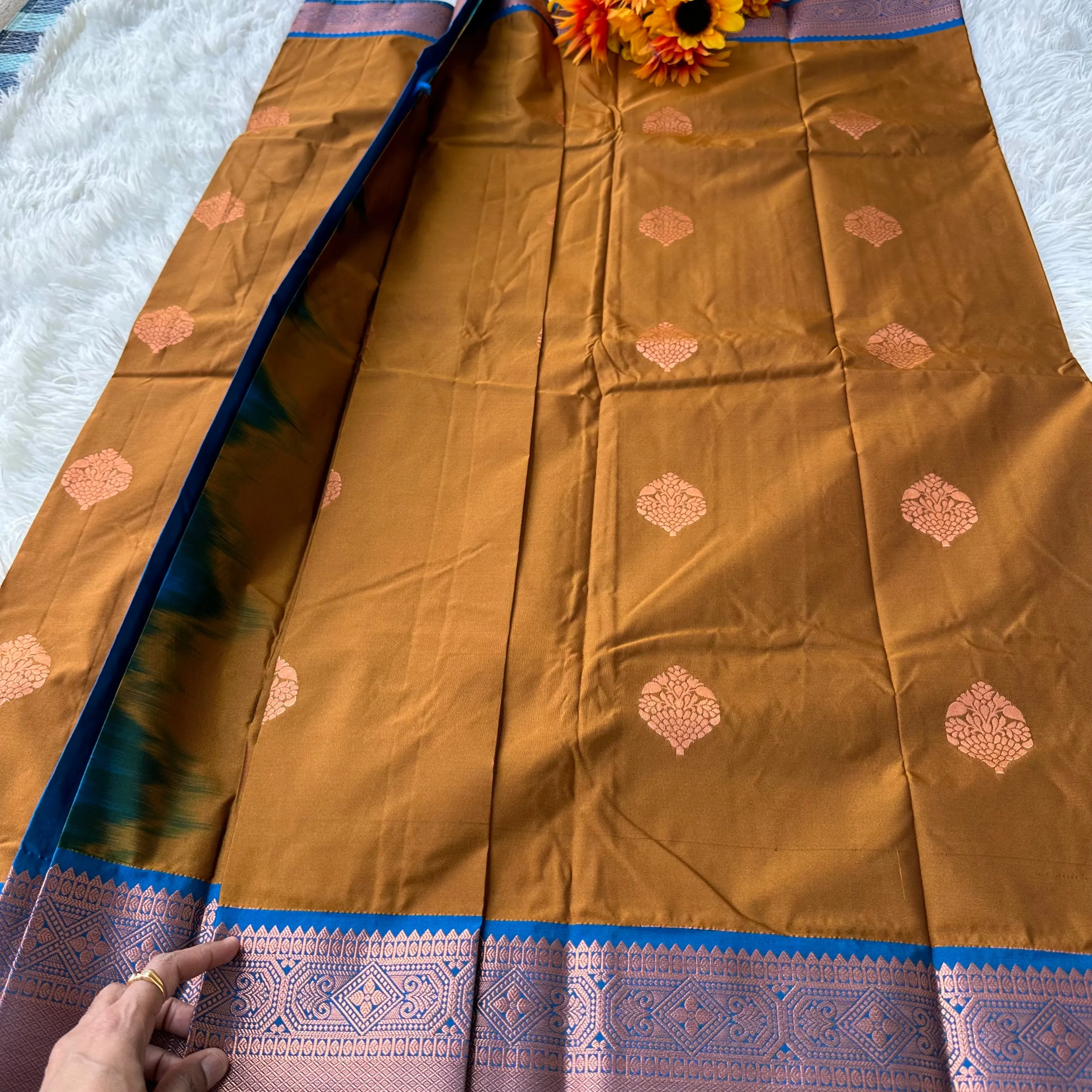 Radiant Glow: Mustard Yellow Semi Silk Saree