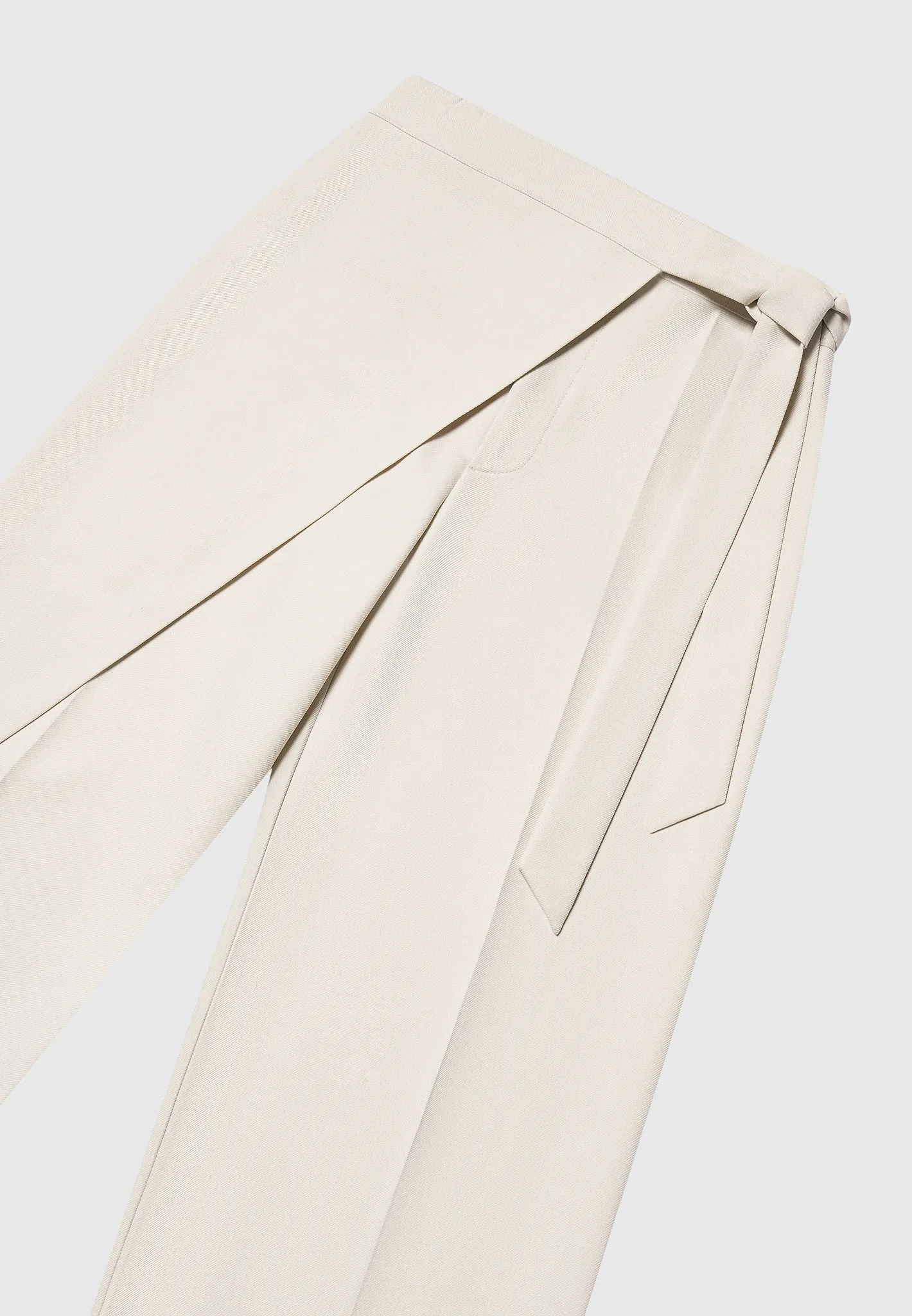 Tailored Wrap Trousers with Tie - Light Beige