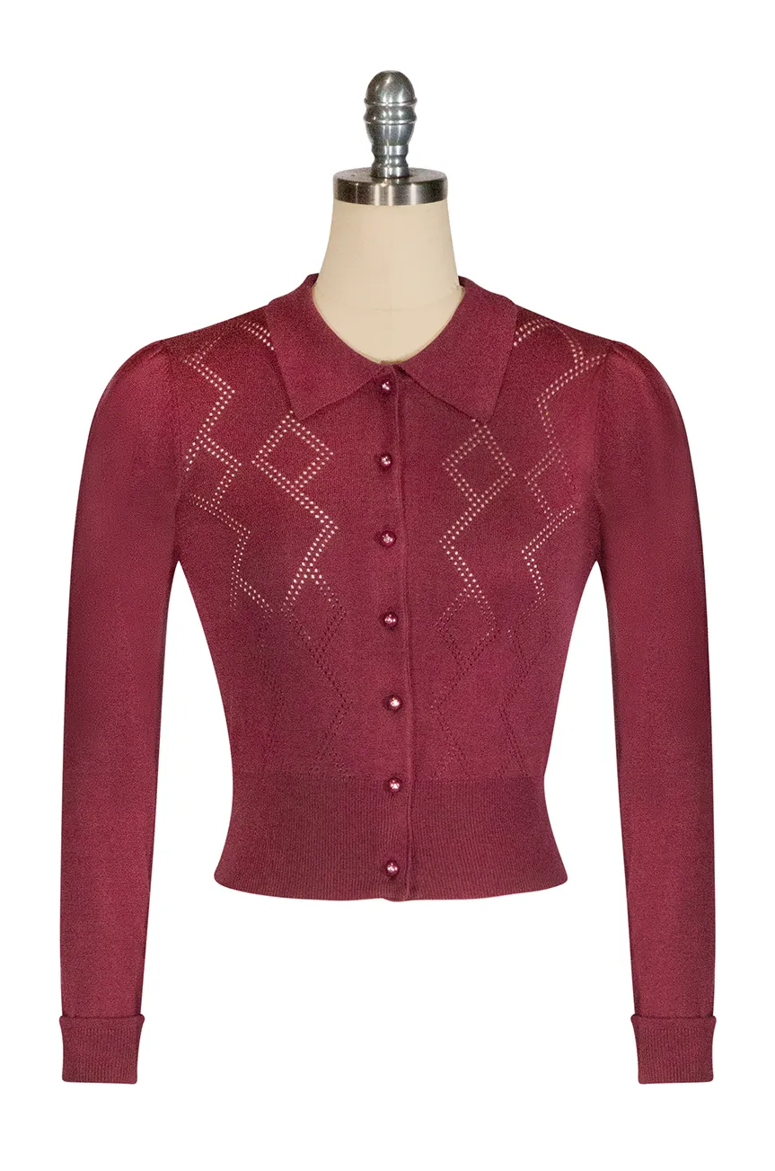 Tapestry Cardigan (Burgundy)