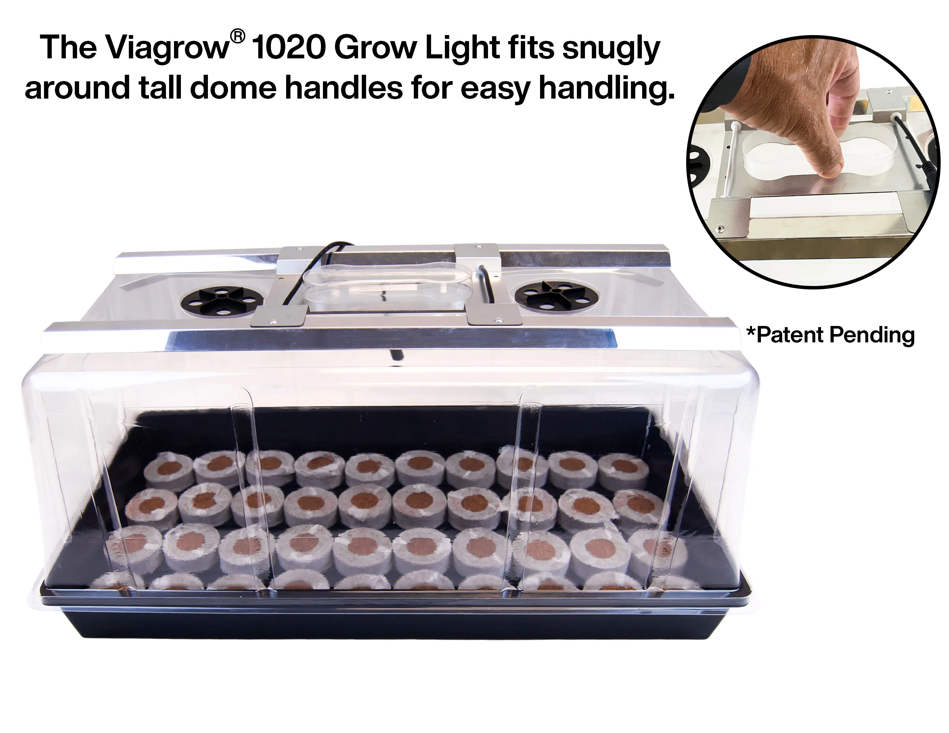 Viagrow Seedling Station Deluxe Kit with LED Grow Light, Propagation Dome, 4x Durable Seedling Tray, 50 Coir Seedling Starters & Heat Mat (EA)