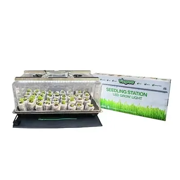 Viagrow Seedling Station Deluxe Kit with LED Grow Light, Propagation Dome, 4x Durable Seedling Tray, 50 Coir Seedling Starters & Heat Mat (EA)