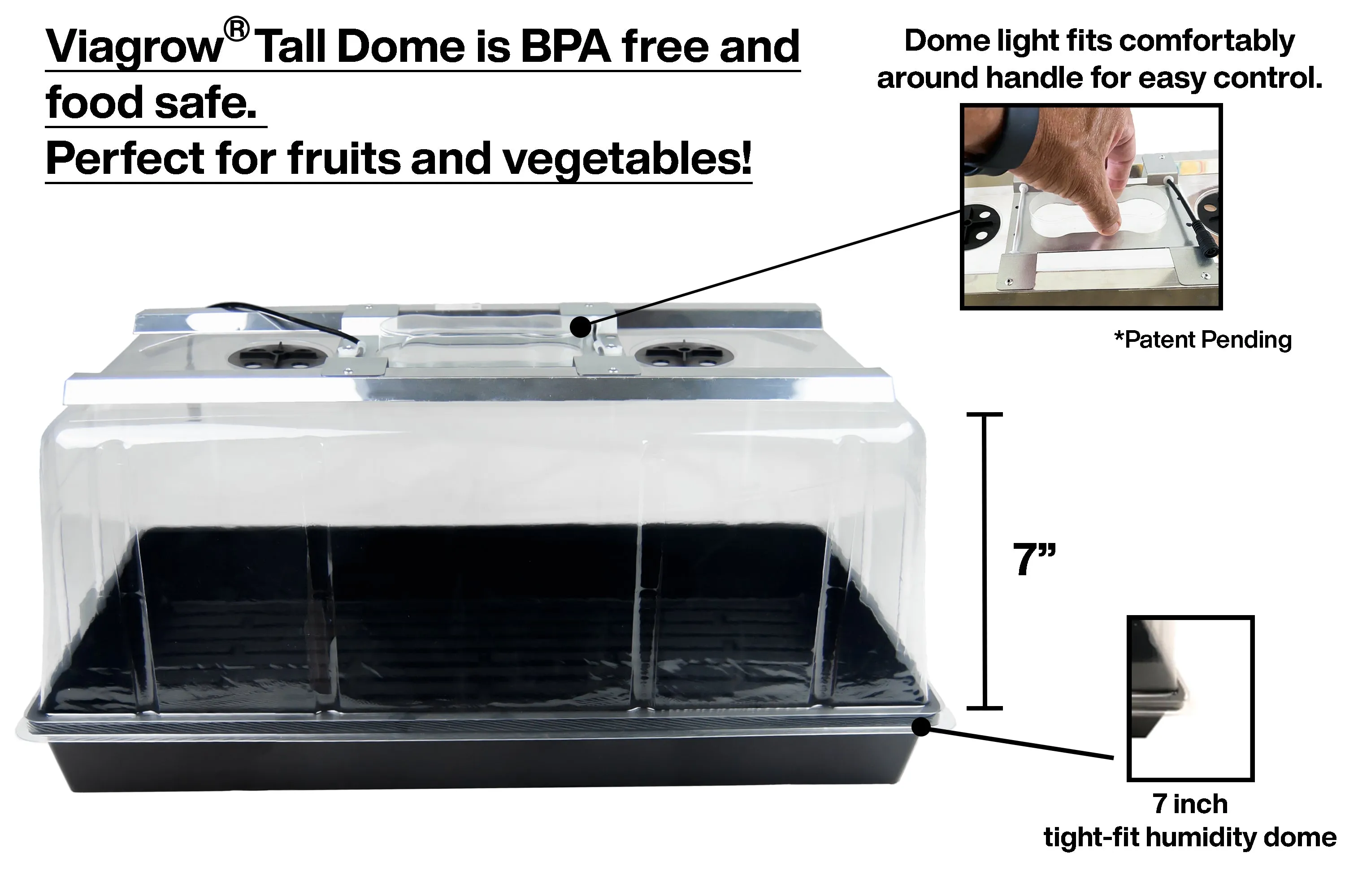 Viagrow Seedling Station Deluxe Kit with LED Grow Light, Propagation Dome, 4x Durable Seedling Tray, 50 Coir Seedling Starters & Heat Mat (EA)